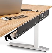 PAMO Cable Management Under Desk for Easy mounting Under-Table I Set of 2 - with 10X Cable Ties I Desk Organizer for Office/Home Office Table Thoughtful Cable Tray Holder