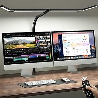ONEMIX 42" LED Desk Lamp with Clamp, Architect Desk Light with Remote, Adjustable 4-Segment Bar, 1800LM Bright, Eye-Caring Desk Lamp for Home Office, Reading, Study, Dual Monitors, Easter (Black)