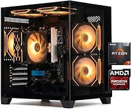 Gaming PC Desktop, AMD Ryzen 7 5700G 3.8GHz, 16GB DDR4 3200MHz RAM, 1TB NVMe SSD, 550W Bronze Power Supply, ARGB Fans,Tower Computer for Office,Light Gaming,Photo Editing