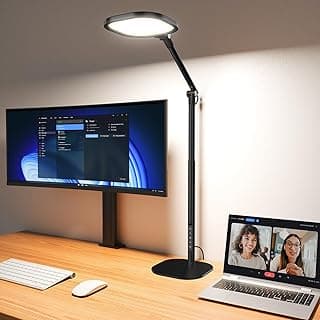Led Desk Lamps for Home Office with Base, Tall Desk Lamp with 50 Light Modes & Memory and Timer Func Computer Light, Flexible Adjustable Table Lamps for Video Conference, Architect or Study