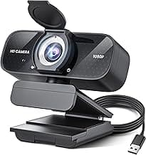 1080P Full HD Webcam with Noise-Canceling Mic, Auto Light Correction, Privacy Cover and Wide Angle Lens, Plug & Play USB Camera for Laptop/Desktop/PC/Mac, Compatible with Zoom/Skype/Teams/Streaming