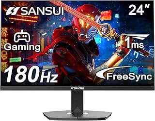 SANSUI 24 Inch 180Hz Gaming Monitor MPRT 1ms FHD Computer Monitor, 4000:1, 110% sRGB, HDR, HDMI DP Ports, FreeSync, Racing FPS RTS Modes,VESA Mountable/Eye Care (HDMI Cable Included)