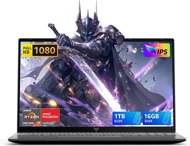 MALLRACE Gaming Laptop,AMD Ryzen 7 5825U(Beat Intel i7-1255,up to 4.5GHz), Radeon RX Vega 8 Graphics,15.6" FHD Display,16GB RAM 1TB NVMe SSD Laptop Computer with Numeric KB,Type_C (Full Function)