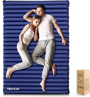 Hikenture Double Sleeping Pad,Extra Thick 3.75in Camping Mattress 2 Person,Queen Size Inflatable Air Mat,Lightweight and Compact,for Backpacking,Car Camping,Hiking,Tent,Cot(Navy Pumpsack)