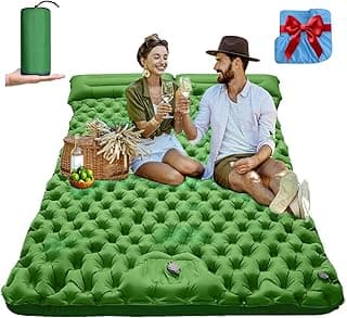 Double Sleeping Pad: Self Inflating Camping Pad Mattress for Backpacking & Outdoor Trips | 4" Thick for Ultimate Comfort | Lightweight & Compact | Sleeping Mats for Beachs, Hiking & Car Travel