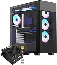 Rosewill FBM-X7 ATX Mid Tower Case - Hinged Tempered Glass Side Panel, High Airflow, 4X PWM ARGB Fans, Pre-Installed 650W 80+ Gold ATX 3.1 Power Supply - Black
