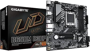 GIGABYTE B650M D3HP AMD AM5 mATX Motherboard, Support Ryzen 9000/8000/7000 Series, DDR5, 5+2+2 Power Phase, 2X M.2, PCIe 4.0, USB-C 3.2 Gen 1, 2.5 GbE, EZ-Latch, Q-Flash, RGB Fusion