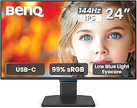 BenQ GW2490C 23.8" IPS Computer Montior 1080P FHD 144Hz Game-Ready, Home Office, USB-C, Visual Optimizer, Flicker-Free, Low Blue Light, Ultra Slim Bezel, TUV-Certified, Eye-CareU