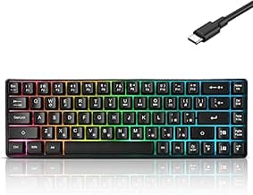 Wired Portable 60% Mechanical Feeling Gaming Keyboard,RGB LED Backlit Compact 68 Keys Mini Wired Office Keyboard for Windows Laptop PC Mac Gamer, Typist, Travel on Business Trip- Black