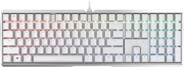 Cherry MX 3.0S, Wired Mechanical Gaming Keyboard, Robust Aluminum Housing, RGB-Lighting, Full Key Rollover, Anti Ghosting, MX2A Silent RED Switches, White