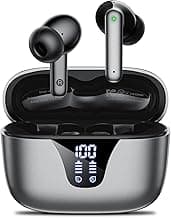 Wireless Earbuds Bluetooth Headphones, 50H Playtime Ear Buds with Mic, LED Digital Display Charging Case, IPX7 Waterproof, Deep Bass Stereo, in-Ear Earphone for iPhone Andriod Phone - Black