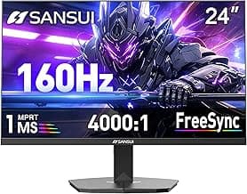 SANSUI 24" 1ms 160Hz Gaming Monitor, FHD 1080P Computer Screen, FreeSync Sync, 4000:1 Contrast, 110% sRGB, HDMI & DP Ports, VESA Mount, HDMI Cable Included
