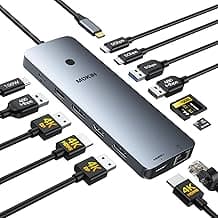 Laptop Docking Station 3 Monitors, USB C Hub with 2 HDMI 2DP, RJ45 Ethernet, 5 Gbps USB C/A, 100W PD SD/microSD for Dell/HP/Lenovo - MOKiN