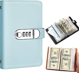 100 Envelope Savings Challenge Book with Password Lock, Money Saving Binder, Savings Challenge, Money Saving Book with Cash Envelopes, Fun to Reach Your Savings Goals (Blue)