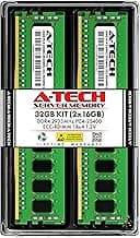 A-Tech 32GB Kit (2x16GB) DDR4 2933MHz PC4-23400 ECC RDIMM 1Rx4 Single Rank 1.2V ECC Registered DIMM 288-Pin Server & Workstation RAM Memory Upgrade Modules (A-Tech Enterprise Series)