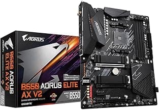 GIGABYTE B550 AORUS Elite AX V2 AMD AM4 ATX Motherboard, Supports Ryzen 5000/4000/3000 Processors, DDR4, 12+2 Power Phase, 2X M.2, PCIe 4.0, Front USB-C, WIFI6, 2.5 GbE LAN, Q-Flash Plus, RGB Fusion