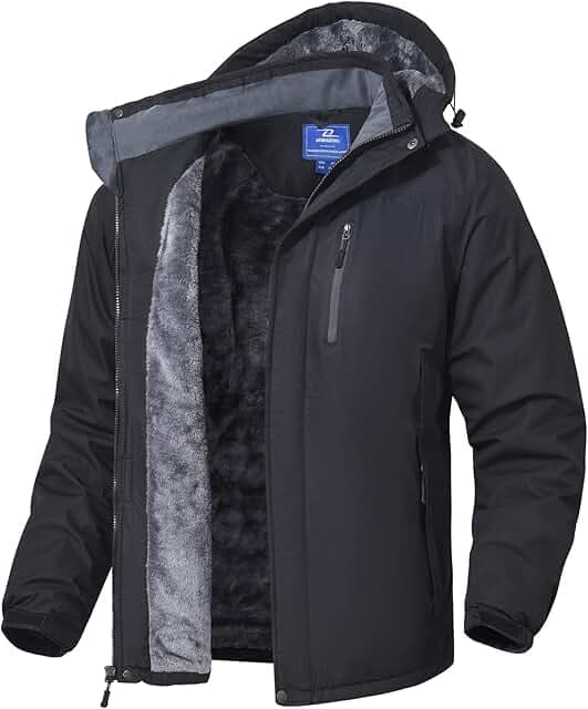 Mens Skiing Jackets with Hoode Snowboard Rain Waterproof Fleece Liner Jackets Coats Winter Raincoats Multi Pockets