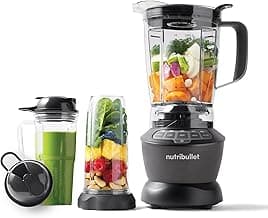 Nutribullet Full-Size Blender Combo, Single-Serve & Large Capacity, 1200W, 64oz Pitcher, 32oz Cup, Extractor Blade, 3-Speed, Pulse, Smoothies, Soups, Sauces, Easy Cleaning, Dark Gray, NBF50500