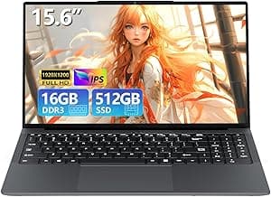 15.6 inch Laptop, Laptops with Core processor (up to 3.40GHz), Gaming Laptop 16GB RAM 512GB ROM, FHD 1920 x 1080, Win 11 Pro Traditional Laptops Computers with WIFI BT 5.0 Netbook For Student Busines