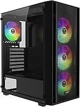 GAMDIAS ATX Mid Tower Computer PC Case with Tempered Glass, 4X 120mm ARGB PWM Fans Gaming Case, Support Up to 6X 120mm Fans, 360mm AIO/Radiator, 260mm GPU/VGA, 160mm CPU Air Cooler
