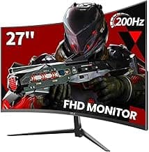 ZZA 27 Inch Curved Gaming Monitor 200Hz|180Hz|144HZ 1ms FHD 1080P Computer Screen FreeSync|130% sRGB|HDR|Low Blue Light|HDMI DP Ports|VESA Mount|Metal Stand