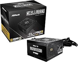 ASRock Challenger 750W Power Supply ATX 3.1 Auto iCOOL Intelligent Fan Control 120mm Golf Blade 5 Years Warranty CL-750G 80 Plus Gold Certified Non-Modular ATX3.1 PCIe5.1 12V-2x6 Cable