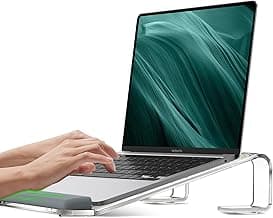 Clear Acrylic Laptop Stand for Desk, with Wrist Rest, Ergonomic Detachable Mount Compatible with 10-17'' All Laptops Such as MacBook Air Pro/HP/Dell/Lenovo