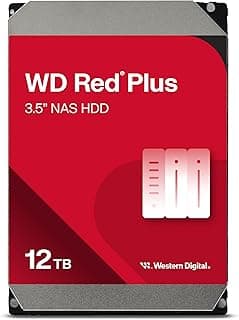 Western Digital 12TB WD Red Plus NAS Internal Hard Drive HDD - 7200 RPM, SATA 6 GB/s, CMR, 512 MB Cache, 3.5" - WD120EFGX