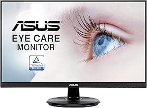 ASUS 24-Inch Desktop Monitor - 1080P Full HD, 75Hz, IPS, Adaptive-Sync/FreeSync, Eye Care, HDMI DisplayPort VGA, Frameless, VESA Wall Mountable - VA24DQ