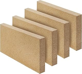 4 Pack Fire Bricks, 2300F 9" L x 4-1/2" W x 3/4" H Insulating Woodstove Firebricks, Refractory Clay Bricks for Fireplace, Kilns, Fire Pit, Grill, Pizza Oven