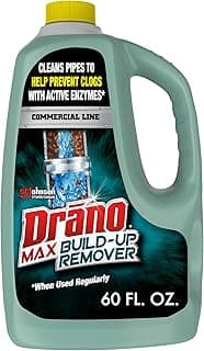 Drano Max Build Up Remover Drain Cleaner, Enzymes & Probiotics Prevents Clogs & Remove Odor-Causing Buildup, Safe for Septic, Toilets & Pipes in Bathroom Drains & Kitchen Sinks, Commercial Line, 60 oz