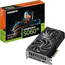 GeForce RTX 5060 Ti WINDFORCE OC 16G Graphics Card, Cooling System, 16GB 128-bit GDDR7, PCIe 5.0, by NVIDIA, DisplayPort & HDMI - Video Output Interface, GV-N506TWF2OC-16GD Video Card