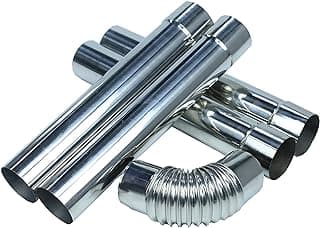 SoloWilder Wood Stove Pipe 2.36" Flue Extension Stainless Steel 14.17in Chimney 4 Straight with 1 Elbow