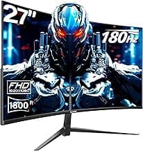 Gawfolk 27 inch Curved Gaming Monitor,144Hz/180Hz PC Monitor Full HD 1080P, Frameless 1800R Computer Display with FreeSync & Eye-Care Technology, Wall Mountable, DP, HDMI Port (Black)