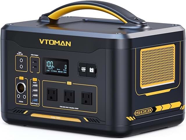 VTOMAN Jump1500X Portable Power Station, 828Wh LiFePO4 Battery Solar Generator with Jump Start, 1500W AC Outlet, 100W PD Type-C, Large Capacity Expandable to 2376Wh for Camping, RV Travel, Home Backup