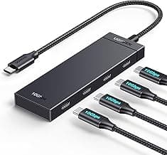 UGREEN USB-C Hub 4-Port 10Gbps Data Only USB 3.2 Hub Multiport Adapter Compatible with MacBook Pro, MacBook Air, iPad Pro, iPad mini 6 and iPhone 15, Plug and Play 0.3ft Cable