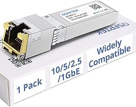 10GBASE-T SFP+ RJ45 Network Transceiver Module, 10Gb SFP to RJ-45 Copper Mini GBIC Low Working Temp Compatible with Cisco SFP-10G-T-S, Ubiquiti, Open Switch (1)