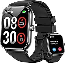 Smart Watch for Men Women, 1.85" HD Fitness Tracker with Bluetooth Calls, 5 ATM Waterproof, 130+ Sport Modes, 24/7 Heart Rate/Sleep Monitor, Pedometer, Calories, Smartwatch for Android iOS (Black)