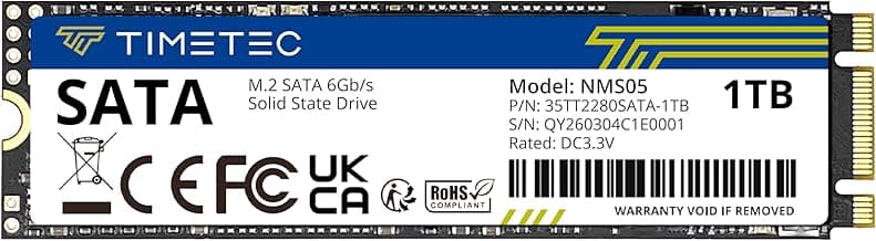 Timetec 1TB SSD 3D NAND SATA III 6Gb/s M.2 2280 NGFF 512TBW Read Speed Up to 550MB/s SLC Cache Performance Boost Internal Solid State Drive for PC Computer Laptop and Desktop (1TB)