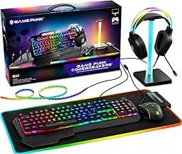 GAME PUNK 6-Piece Codebreakers RGB Gaming Bundle – Mechanical Keyboard, RGB Mouse & XL Mousepad USB Hub, Gaming Headset w/Stand, Light Strip – PC Game Accessories for Desktop & Laptop
