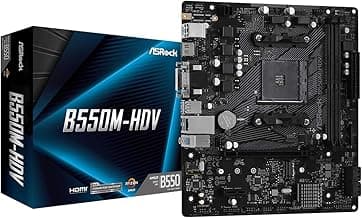 ASRock B550M-HDV Socket AM4 Micro-ATX Motherboard, Supports AMD Ryzen 5000/4000/3000 Series Processors, DDR4 4733+(OC), PCIe 4.0, Gigabit LAN