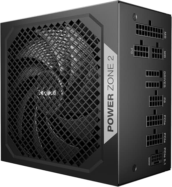 be quiet! Power Zone 2 850W ATX 3.1 PSU | 80 Plus and Cybenetics Platinum Efficiency | Zero RPM Low-Noise Power Supply | PCIe 5.1 Ready | Black | BP007US
