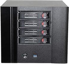 4 + 2 Bay DIY NAS Case, 4 x 2.5″ / 3.5″ Tray + 2 x 2.5″ Internal Bay. MB ITX. PSU Flex. Front USB 3.0 12cm Chassis Fan Hot Swap Backplane. Network Attached Storage Private Cloud Enclosure.