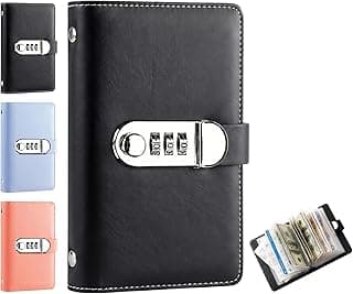 100 Envelope Savings Challenge Book with Password Lock, Money Saving Binder Book, Money Saving Book with Cash Envelopes, Fun to Reach Your Savings Goals (Black)