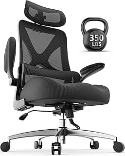 Ergonomic Office Chair with Headrest, Lumbar Support, Flip-Up Armrests, Thick Memory Foam Seat - 350lbs Capacity, Adjustable Height for Big & Tall, Perfect for Home Office Studios