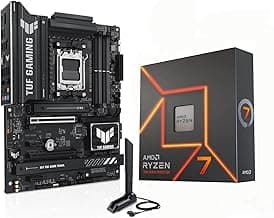 AMD Ryzen 7 7700X CPU Processor with ASUS TUF Gaming B850-PLUS WiFi AM5 ATX Motherboard (DDR5, PCIe 5.0, 3X M.2, Wi-Fi 7, USB 20Gbps Type-C)