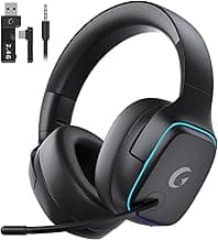 Gvyugke 2.4GHz Wireless Gaming Headsets for PS5, PS4, PC, Switch - Bluetooth 5.3 Gaming Headphones with Noise Canceling Mic, 7.1 Surround Sound, 70H Battery, Blue Lighting - Matte Black
