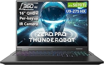 Thunderobot Zero 16 Pro Gaming Laptop, GeForce RTX 5070 Ti, Core Ultra 9 275HX, 16" QHD+ 360Hz Display, 32GB DDR5, 1TB SSD, Per-Key RGB, FHD IR Camera, Wi-Fi 6E, Win 11 Home