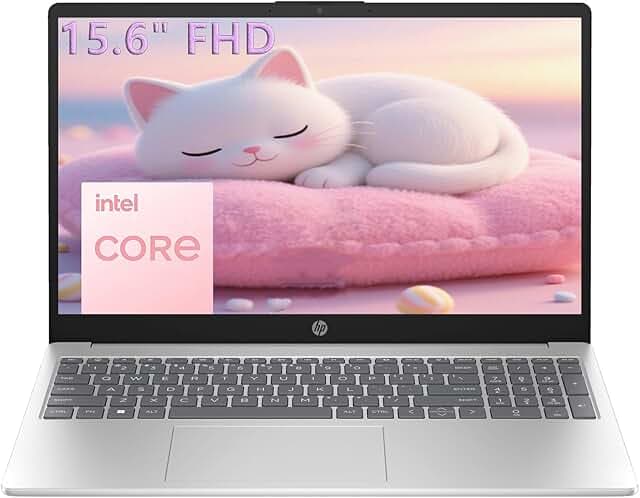 HP 15.6" FHD Laptop 2026 Edition with Copilot AI, 16GB RAM, 512GB SSD + 500GB External HDD, Intel Processor, Long Battery Life, Lightweight 3.64 lbs, Microsoft 365, Windows 11 for Students & Office