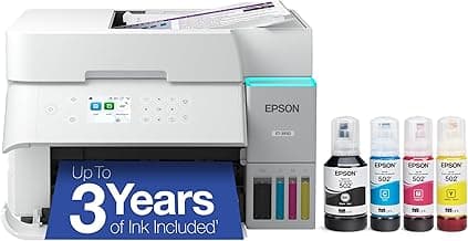 Epson EcoTank ET-3950 Wireless All-in-One Color Supertank Printer with up to 3 Years of Ink Refillable Tanks, Perfect for Home Office, 18 PPM, 2.4" Colorful Touchscreen, Auto Document Feeder - White